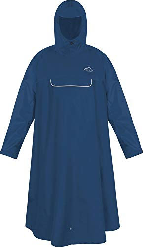 normani Unisex Regenponcho EXTRA Lang mit Ärmeln und Brusttasche für Damen und Herren - Brusttasche und 3M™ Scotchlite™ Reflektor - 100% Winddicht - 100% Wasserdicht Farbe Marineblau Größe S/M