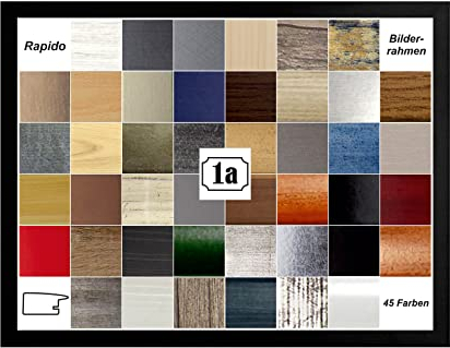 Rapido Deluxe Bilderrahmen Posterrahmen 64x48 cm Puzzlerahmen Schwarz Matt Weisser Hintergrund Kunstglas Klar