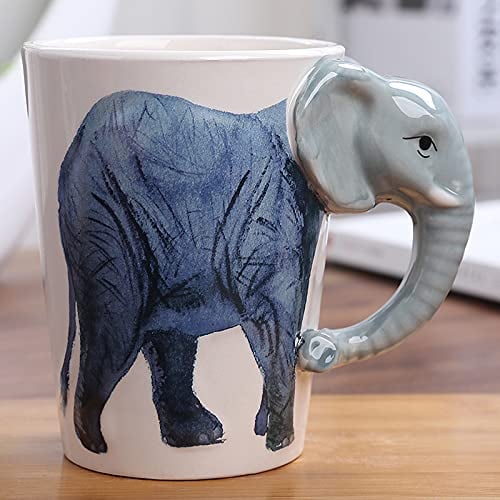 ZPPLD 3D Elephant Coffee Mug,400ml Ceramics Coffee Cup,Stoneware Coffee Mugs,Tea Mugs,Porcelain Coffee Mug,Cappuccino Cups for Cappuccino, Latte, Hot Cocoa Or Hot Tea