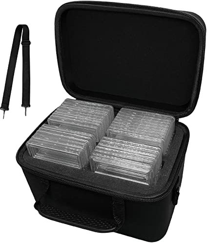 XLHVTERLI Graded Card Case Storage Box Fits for 25 Graded Sports Trading Cards, Slab Card Holder Organizer for FGS, CSG, BGS, PSA, Sports, Football Card with Removable Thick Foam Slots (Bag Only)