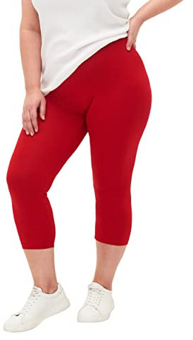 Zizzi Frauen Plus Größe 3/4 Leggings Basic Viskose Größen Gr M Tango Red