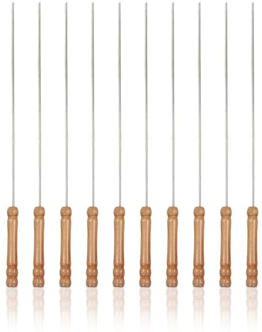 Lot De 10 Brochettes De Barbecue Portables Avec Manche En Bois, Bâtons De Rôtissage De Guimauve En Acier Inoxydable, Outils De Barbecue Pour Pique-nique En Plein Air, Barbecue, Camping