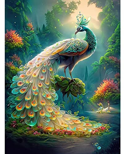CEOVR Diamond Painting Pfau,5D DIY Diamant Dots Art Kits Erwachsene Kinder,Diamond Painting Bilder Blumen und Wald,Diamant Malerei Set für Wanddekoration,30x40 cm
