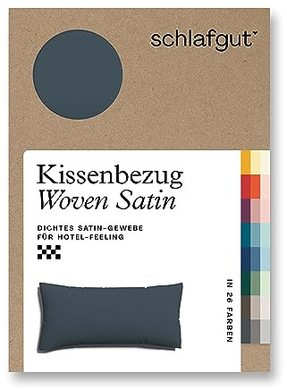 schlafgut Woven Satin Kissenbezug 40 x 80 cm Grey Deep Uni in Premium Hotelqualität, Kopfkissenbezug einzeln mit 100% weicher Baumwolle