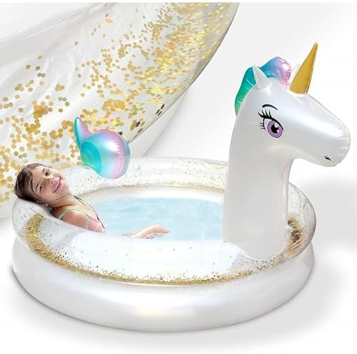 Piscine Gonflable pour Enfants - 200x135x90 cm Piscine Hors Sol Design Licorne- à partir de 3ans.