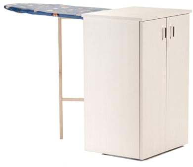 Sicignano | Mobile Asse da Stiro Multiuso, in Legno, 2 Ante, 43x55x85 cm - Organizza e Stira in poco spazio di lavoro con stile - Copriasse da Stiro Disponibile in Colori Assortiti (Rovere Sbiancato)