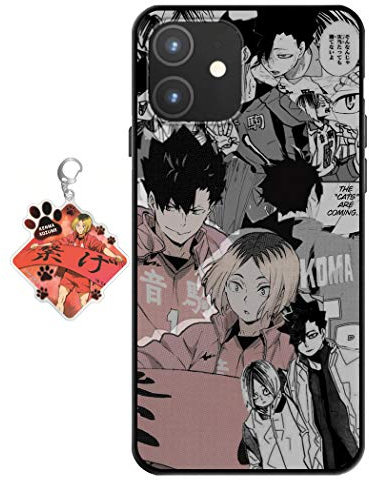 Staremeplz Hülle für iPhone 15 Anime Handyhülle [Mit Schlüsselbund] Cartoons Volleyball Junior Silikon Sanft Bumper Case Hülle für iPhone 15