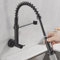Rubinetto da Parete Solo Acqua Fredda Rubinetto da Cucina a Molla Girevole Ottone Rubinetto Lavello Cucina a Muro-Nero