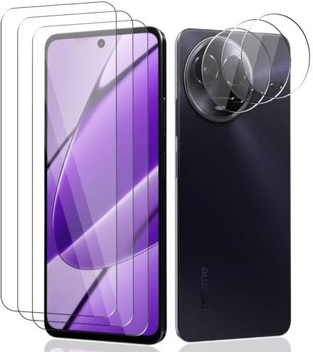 Teenrpov [3+3 Piezas Protector de Pantalla para Realme 11 5G, Cristal Templado para Realme 11 5G + Protector de Lente de Cámara, 9H Dureza Vidrio Templado para Realme 11 5G