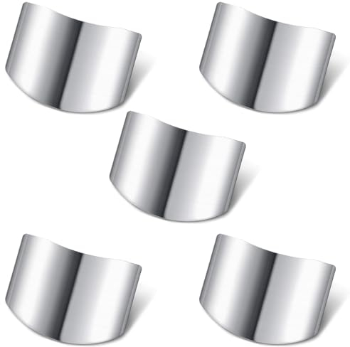 ZXUPOI 5 Pcs Stainless Steel Finger Guard, Safe Finger Guard, Knife Cutting Guard, Knife Guard for Kitchen, Cutting, Dicing, Chopping