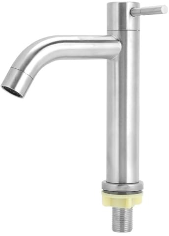 VOBOR Wasserhahn,G1/2in Außengewinde Edelstahl Wasserhahn Unterbau Einzelkaltwasserhahn Für Badezimmer Toilette Balkon Küche,Armatur L-Form, Einhebel Spültischarmatur Edelstahl