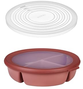 Mepal – Bento-Schüssel Starter-Set inkl. Mikrowellendeckel, Multischale mit 3 Fächern, rund Cirqula – Frischhaltedose luftdicht – Meal-Prep-Boxen & Vorratsdosen – Vivid mauve