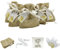 Doni Bomboniere Lot de 12 sachets porte-dragées en jute Havane avec inscription communion 12 étiquettes percées croix et calice personnalisable, 12 sachets confettis MAXTRIS blanc au chocolat Gadget