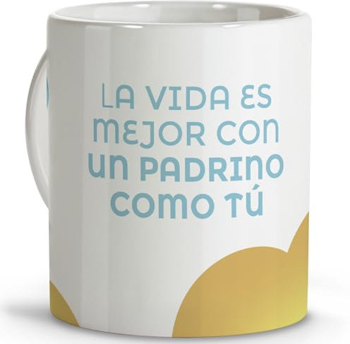 LolaPix Regalo padrinos. Tazas originales para regalar. Regalo padrino. Regalos para padrinos. Taza cerámica 330 ml. FBA 2024