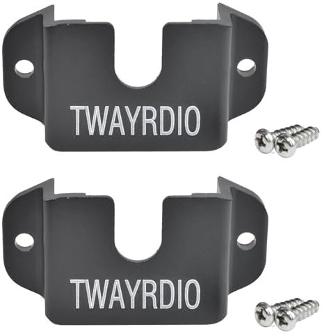 TWAYRDIO Handheld Radio Holder Mount, Speaker Mic Hanger, Mobile/CB Radio Microphone Hanger, 3-in-1 Multi-Purpose Belt Clip Hook with Screws for Walkie Talkie Handhelds Two Way Radio (Black+Black)