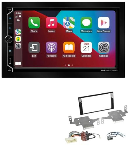 ESX VMX700DAB 2-DIN Autoradio kompatibel mit Wireless Apple CarPlay Android Auto Bluetooth DAB+ passend für Nissan Juke Facelift ab 2014 Klavierlack schwarz