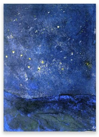 Abstrakte Berühmte Nolde Gemälde. Poster und Kunstdrucke E. Nolde.（Starry Sky）Reproduktion auf Leinwand. Brauner Rahmen Deko Bild für Wohnzimmer 80x120cm(31.5x47.3in) Teakfarben gerahmt