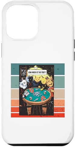 Hülle für iPhone 15 Pro Max Katzenpoker humorvoll Fisch und Chips Pokernacht Katzen Spaß