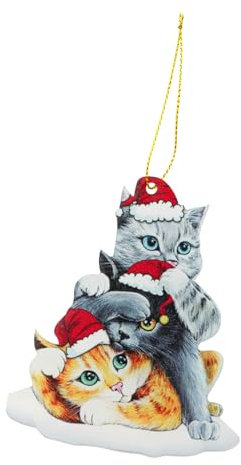 Rumyve Black Cat Christmas Ornaments,Cute Cat Xmas Trees Decorations,Acrylic Car Hanging Ornaments Keepsake for Merry Xmas Decor Ornaments Gift(Style A)