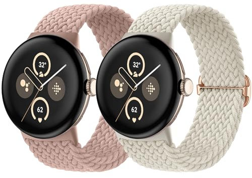 Maledan Lot de 2 Bracelet en Nylon Compatible avec Google Pixel Watch 2/Google Pixel Watch/Pixel Watch 3 41mm, Bracelet de Sport en Nylon Tressé Élastique pour Google Pixel Watch 3 2 1 Femmes Hommes