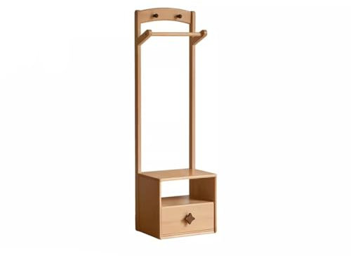 Porte-manteau autoportant en bois pour chambre à coucher, maison, porte-manteau sur pied avec étagère de table de chevet