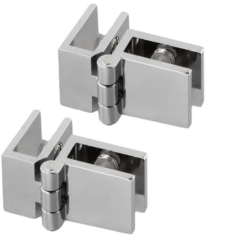 Lot de 2 charnières de porte en verre de douche pour panneaux de verre et de bois de 5 à 8 mm (90 degrés)
