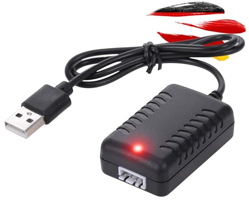 USB Schnell-Ladekabel mit Balancer 11.1V JST-XH 4-Pin Stecker, 2000-mAh Turbo-Aufladung f. 3S Li-Po-Akku, Battery Ladegerät für RC Auto, Monstertruck, Drohne, Quadcopter, Airsoft m. LED und Ladeschutz