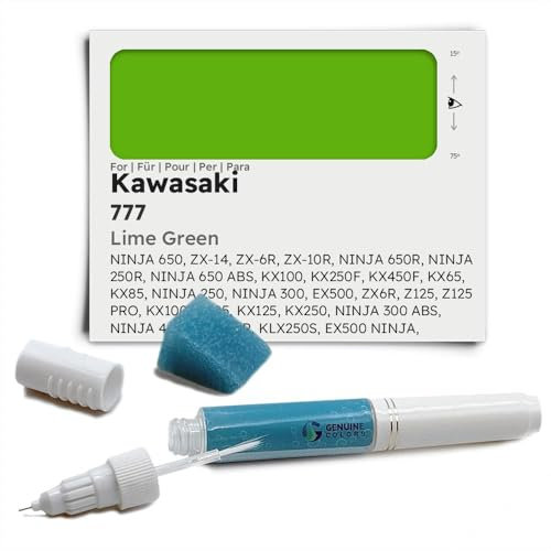 Genuine Colors Stylo de Retouche LIME GREEN 777 pour Kawasaki Vert NINJA 650 ZX-14 ZX-6R ZX-10R 650R 250R ABS KX100 KX250F KX450F KX65 KX85 250 300 EX500 ZX6R Z125 PRO KX125 KX250 400 KLX300R KLX250S