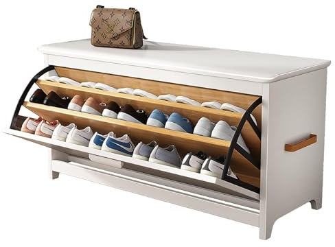SERZHVFD Shoe Storage Bench,Shoe Rack with Shelves And Drawer Storage, Bed End Stool Bench Solid Wood Shoe Organizer Indoor Storage Chest, for Entryway, Hallway, Living Room