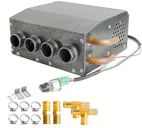 HALOYWB 12-V-Hydronik-Heizgerät in kompaktem Design, montierbarer Schalter, 4 Belüftungsöffnungen vorne, 3-stufiger Lüfter, 80 CFM Luftstrom, 8500 BTU Wärme für Auto, LKW, Boot, Wohnmobil, UTV