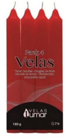 ASGRADO Velas Cilíndricas 2.0X17.5cm Sin perfume (24, Rojo)
