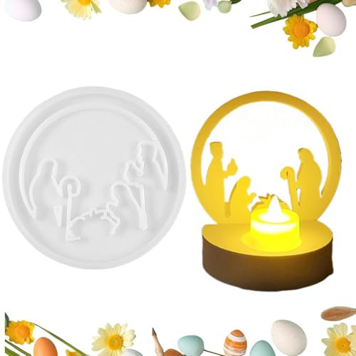 Tuxxjzm Silikonform für Jesus-Krippe, rund, für Basteldekoration, antihaftbeschichtet, Kunstgussformen für Epoxidharz, Wachs, Gips