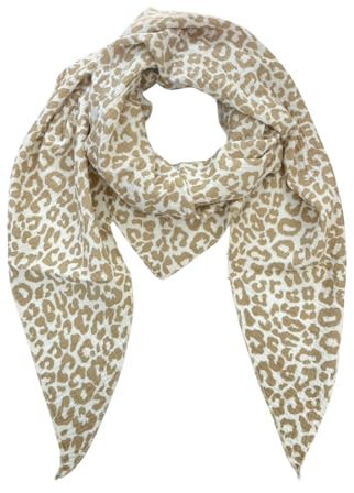 irisaa Schal Damen Leopard, weiche Deckenschal mit Leo Muster, dreieckstuch Halstuch mit 100% Cotton, Made in Italy, Schal Farben 2020:Taupe