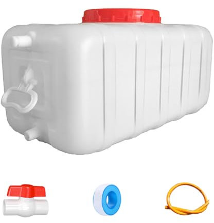 MJHETCY Plastic Water Tank 25L/35L/50L/80L/110L/200L Water Container，Rain Water Tank，Food-Grade Rectangular Thickened Water Tower with Faucet for Household Water Storage(Size:35L)