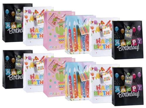 Laro Medium Geschenktüten 10-100 Stk Medium, Anzahl:96, Muster Tüten:Geburtstag Happy Birthday