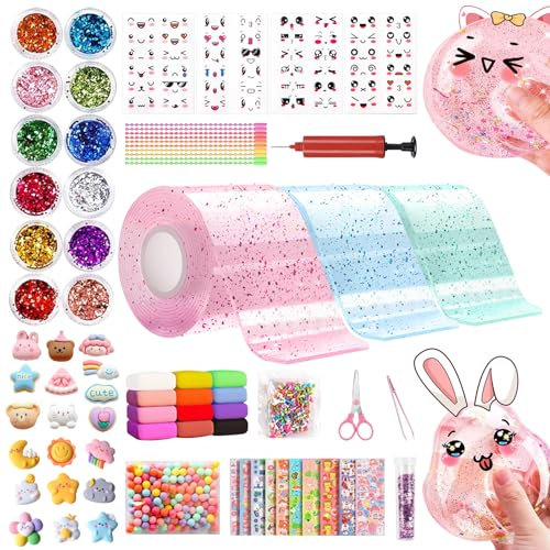 JXAXD 77 Stücke Nano Tape Bubbles Set, Coole Sachen für Mädchen, Super Elastische Nano Klebebänder für Stressabbau und Spaß, Selbstklebendes Bubble Tape DIY, Bubble DIY Craft Kit für Mädchen, Jungen