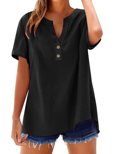 Ofertas Flash del Dia Hoy Camisetas Manga Corta Mujer Deporte Blusas De Verano 2025 Camiseta Fiesta Blusones Tallas Grandes Algodon Camisa Vaquera XXL Blusa Blanca Negra Ancha Escote Pico Lino
