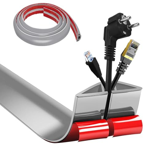 Kabelkanal Selbstklebend, Kabelbrücke Boden, 5cm x 1m Flexibler PVC Flach Kabelabdeckung Boden Kabelschutz Kabelschacht für alle Netzkabel Haus,Büros,Hotels,Lager,usw -Leicht Schneiden (Grau)