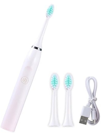 Brosse à dents électrique pour adultes - Batterie rechargeable - Portable avec 3 têtes de brosse - Minuteur intelligent de 2 minutes - 5 modes