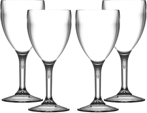 Reusable Crystal Clear Plastic Wine Glasses , 4-Pack, Premium Reusable Wine Glasses for Picnics, Camping, BBQ, Party, Outdoor/Indoor, Hot Tubs/Pools, Easy Clean 9oz, 12oz or 14oz (14oz (400ml))