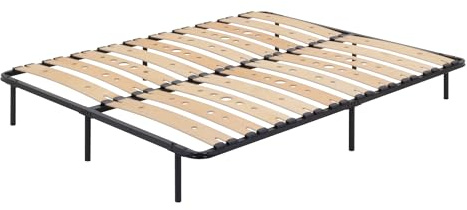 i-flair Metallbett Austen 160x200 cm – stabiles Bettgestell mit perforierten Latten aus Birkenholz für optimale Belüftung, Gästebett aus Metall mit 27 cm Stauraum, Doppelbett in schwarz