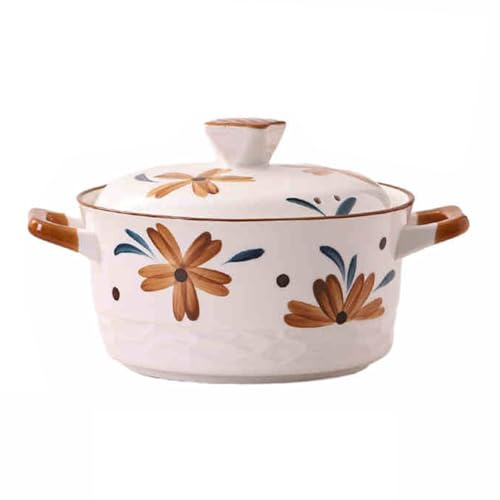 Peakjune Soupière à Soupe en céramique de Grande capacité,Soupière en céramique avec Couvercle,Ceramic Soup Tureen,Marmites à Soupe en céramique,Passe au micros-Ondes,au Lave-Vaisselle.
