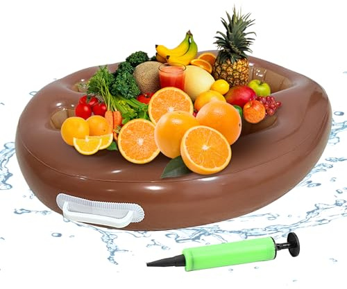 Porta bevande galleggiante, portabottiglie gonfiabile, organizer per bevande, vassoio galleggiante con 9 fori, grande capacità, con pompa, per piscina e vasca idromassaggio, forniture per