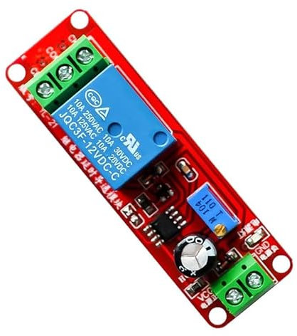 Módulo Relé Temporizador, 12V DC, Retardo 1-10s, Compatible con Arduino y Raspberry Pi