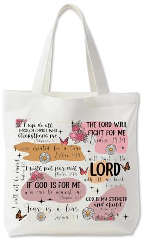 Nhemeylp Christliche Tragetasche, doppelseitiger Druck, wiederverwendbare Canvas-Tragetaschen mit Bibelvers, christliches Geschenk für Frauen, sie, Mutter, Ehefrau, Freundin, Schwestern, beste Freunde