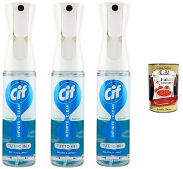 Cif Infinite + Clean Tutto in 1 Sensitive Fiori di Loto & Sali Minerali 280 ml, Mehrzweck-Oberflächenreiniger, 3 x 280 ml +Italian Gourmet polpa 400 g