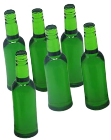 BESTonZON 6Pcs Miniature Beer Bottles for Dollhouse Decor Realistic Tiny Beer Bottle Models Adorable Props for Mini House Scene Decoration