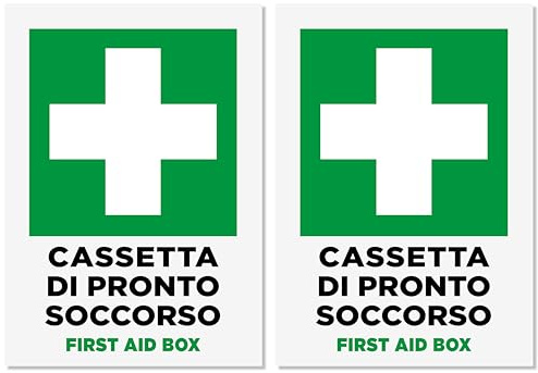 2 Adesivi Cassetta Pronto Soccorso CM 10x15 | Lavabili ed Impermeabili | 2 Pezzi
