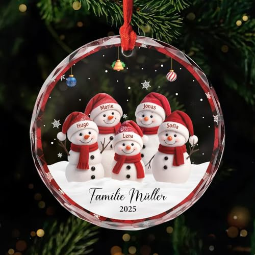 Geschenke Mall Personalisiertes Ornamente - Die Familie - Weihnachtskugel mit Namen, personalisierte weihnachtsdeko, Glas Weihnachtsschmuck (Modell #8)