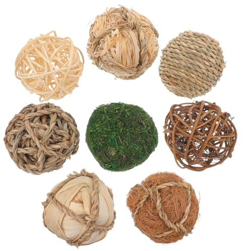 Ciieeo Bolas Decorativas de Mimbre Natural Hechas a Mano, Juego de 8 Piezas Fibras de Ratán y Pasto, Color Natural, Ideales para Rellenos de Jarrones, Centros de Mesa y Decoración